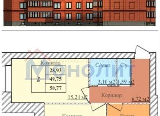 Продам 2-ком. квартиру, 50.8 м2, Ярославль, Дзержинский район, 2-й Норский переулок, 8