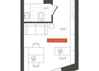 Продается 1-ком. квартира, 22.9 м2, Новосибирск, Большевистская улица, 14, метро Речной вокзал