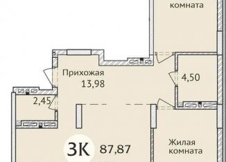 3-комнатная квартира на продажу, 87.7 м2, Новосибирск, улица Дуси Ковальчук, 248/1, метро Заельцовская