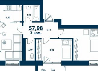 Продается 3-ком. квартира, 58 м2, деревня Ветошниково