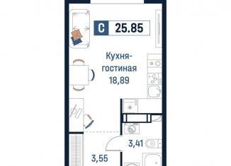 Продаю квартиру студию, 25.9 м2, Ленинградская область