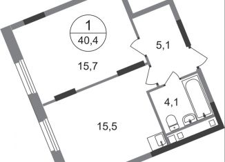 Продам 1-ком. квартиру, 40.4 м2, деревня Рассказовка, деревня Рассказовка, 1