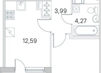 Продается 1-комнатная квартира, 34.9 м2, посёлок Шушары