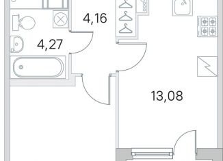 Однокомнатная квартира на продажу, 35.3 м2, посёлок Шушары