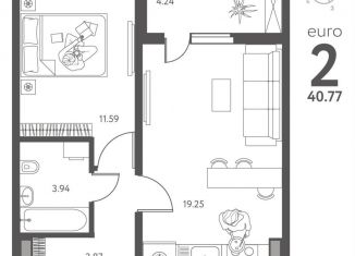 Продажа 1-комнатной квартиры, 40.8 м2, Липецк