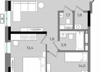 2-комнатная квартира на продажу, 68.5 м2, Калужская область, улица Петра Тарасова, 8