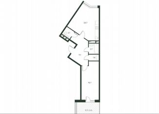 Продам 2-комнатную квартиру, 57.7 м2, деревня Лобаново