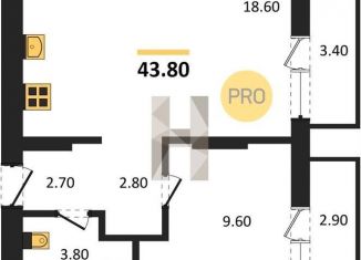 Продам 1-комнатную квартиру, 43.8 м2, Екатеринбург, Железнодорожный район