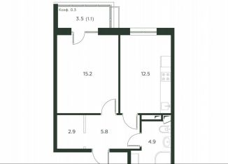 Продажа 1-ком. квартиры, 42.4 м2, деревня Лобаново, Новая улица