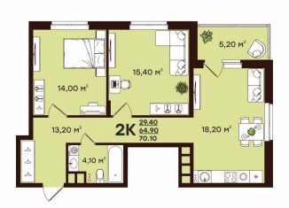Продаю двухкомнатную квартиру, 70.1 м2, Владимир, улица Чайковского, 7