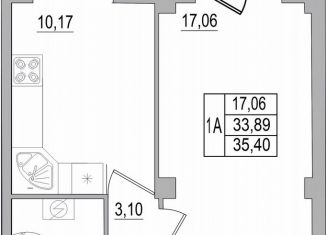 1-комнатная квартира на продажу, 37 м2, Псков, улица Юности, 32, ЖК Смарт-квартал