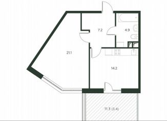 Продаю 2-комнатную квартиру, 50.8 м2, деревня Лобаново