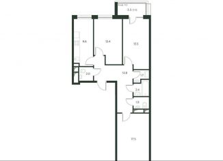 Продам трехкомнатную квартиру, 74.9 м2, деревня Лобаново