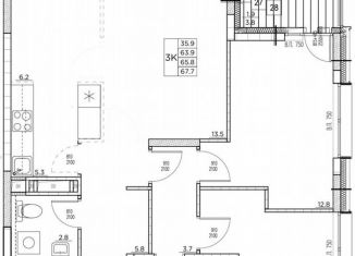 3-комнатная квартира на продажу, 67.7 м2, Владивосток