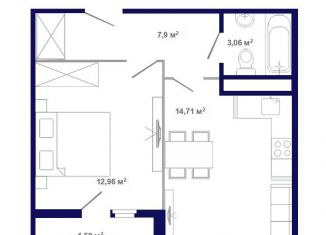 Продам 1-ком. квартиру, 40.9 м2, рабочий поселок Маркова