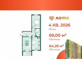 Продам двухкомнатную квартиру, 64.3 м2, Саратов, улица имени Н.В. Кузнецова, 1