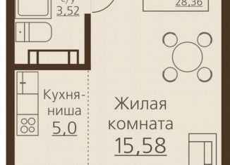 Квартира на продажу студия, 24.1 м2, Челябинск, улица Маршала Чуйкова, 14, Курчатовский район