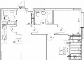 Продам 3-ком. квартиру, 61.8 м2, Владивосток