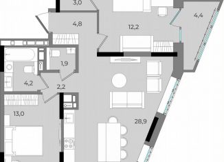 Продажа 2-ком. квартиры, 74.6 м2, Удмуртия