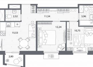 Продажа двухкомнатной квартиры, 57.4 м2, Санкт-Петербург, Калининский район