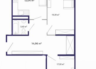 Продается 2-комнатная квартира, 71.8 м2, рабочий поселок Маркова