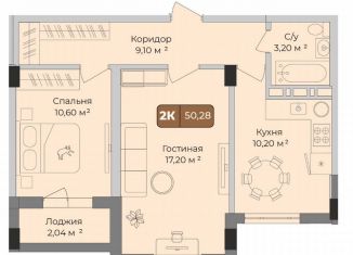 Продается двухкомнатная квартира, 50.3 м2, Краснодар, Музыкальный микрорайон, улица имени Сергея Есенина, 108лит1