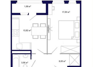 Продаю 1-комнатную квартиру, 44.2 м2, рабочий поселок Маркова