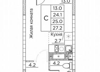 Продается квартира студия, 27.2 м2, Владивосток, улица Расула Гамзатова, 7к2