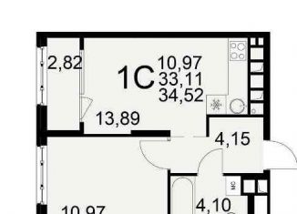 Продам однокомнатную квартиру, 34.6 м2, Рязань