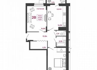 Продам 2-ком. квартиру, 73.4 м2, Пенза, улица Богданова, 34