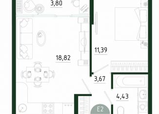 Продаю 1-ком. квартиру, 42.1 м2, Тула