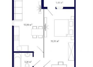 Продам однокомнатную квартиру, 49.5 м2, рабочий поселок Маркова