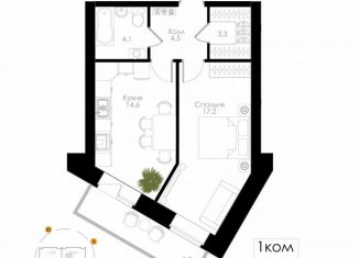 Продам однокомнатную квартиру, 45.2 м2, Вологда, Окружное шоссе, 39