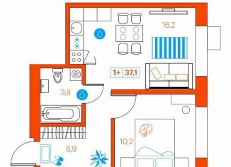 Продаю 1-ком. квартиру, 37.4 м2, Тюмень, улица Ветеранов Труда, 36к1