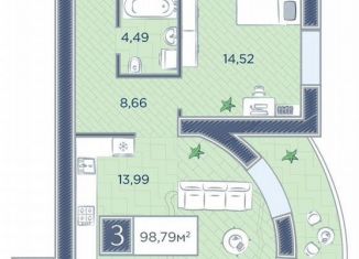 Продажа двухкомнатной квартиры, 98.8 м2, Красноярский край, улица Петра Подзолкова, 8