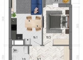 1-ком. квартира на продажу, 41.8 м2, Воронеж, улица Фёдора Тютчева, 93/4, ЖК Микрорайон Боровое