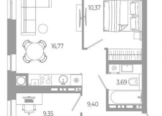Продаю 2-ком. квартиру, 49.6 м2, Астрахань