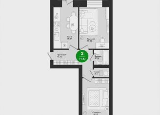 Продам 2-ком. квартиру, 74.8 м2, Йошкар-Ола, микрорайон Гомзово