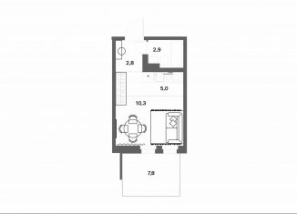 Квартира на продажу студия, 23.3 м2, деревня Новое Девяткино