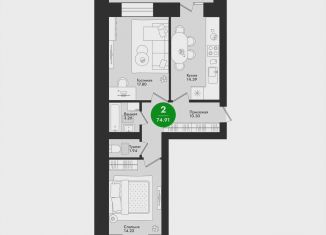 Продам 2-комнатную квартиру, 74.9 м2, Йошкар-Ола, микрорайон Гомзово