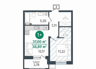Продам однокомнатную квартиру, 37 м2, деревня Дударева