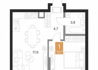 Продаю однокомнатную квартиру, 37 м2, Курск