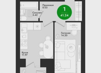 Продаю однокомнатную квартиру, 41.2 м2, Йошкар-Ола, микрорайон Гомзово