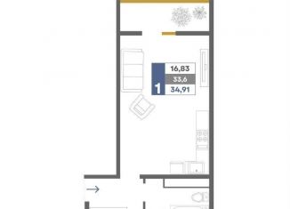 Продаю квартиру студию, 34.9 м2, Крым