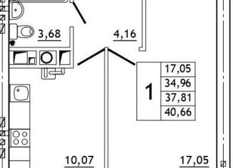 1-комнатная квартира на продажу, 40.9 м2, деревня Алтуховка, Олимпийская улица, 2