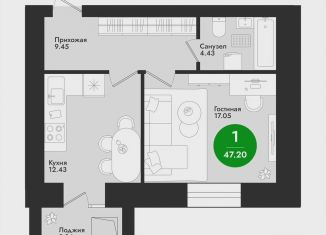 Продажа 1-комнатной квартиры, 47.2 м2, Йошкар-Ола, микрорайон Гомзово