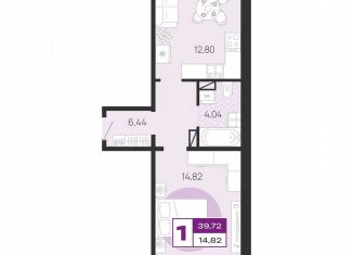 Продажа однокомнатной квартиры, 39.7 м2, Брянск