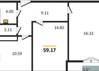 Продаю двухкомнатную квартиру, 59.2 м2, Воронеж, улица Артамонова, 34Ж, ЖК Волна-1