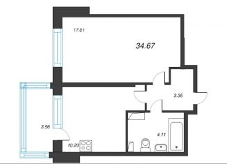 Продается 1-ком. квартира, 34.6 м2, Санкт-Петербург, Среднерогатская улица, 16к6, ЖК Светлый Мир Жизнь
