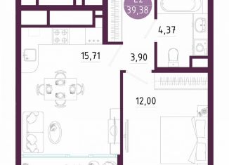 Продажа 1-ком. квартиры, 39.4 м2, Тула, Пряничная улица, 7